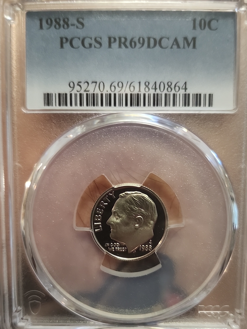 1988 S PCGS PR69 DCAM Roosevelt Dime